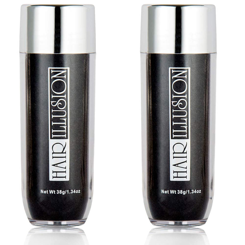 Hair Illusion bottle pour showing real fibers designed for seamless blend
