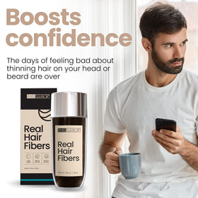 Hair Illusion fibers applied to thinning crown for instant fullness.