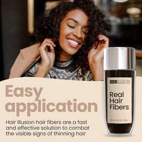 Hair Illusion fibers provide secure day-long hold without flaking.