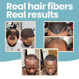 Hair Illusion fiber bonding close-up on existing hair for natural hold