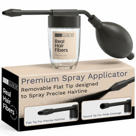 Hair Illusion spray applicator flat tip shown for precise hairline definition.