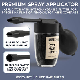 Hair Illusion spray applicator flat tip removal setup for versatility.