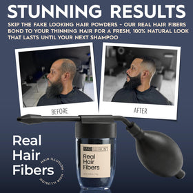 Hair Illusion spray applicator round tip in use for broad coverage.