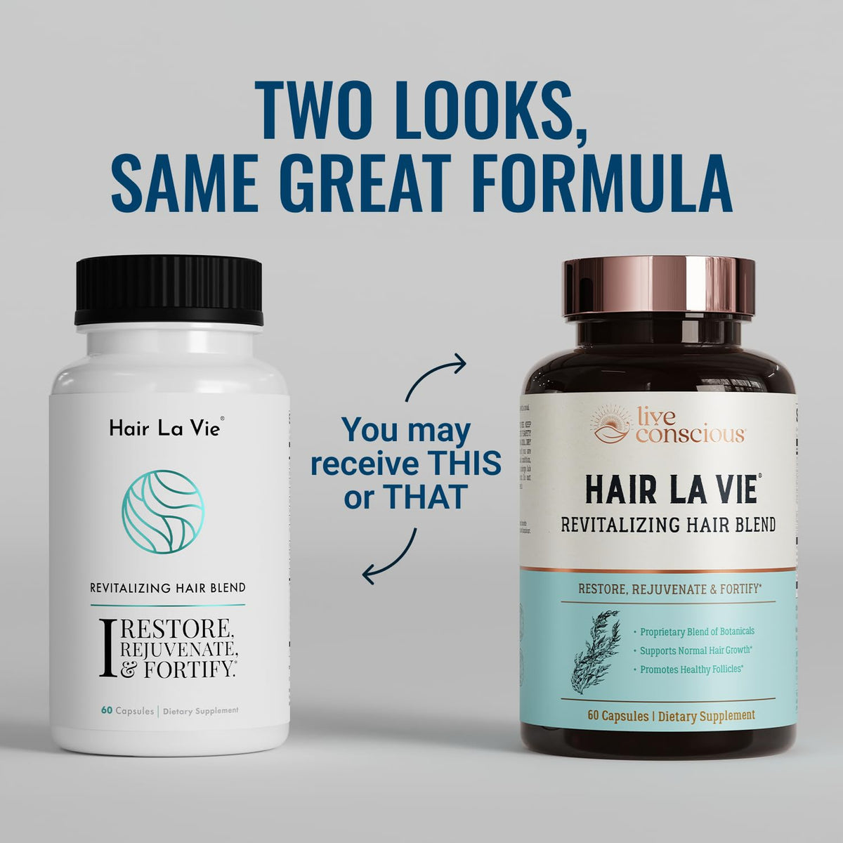 Morning routine with Live Conscious pills positioned for daily use