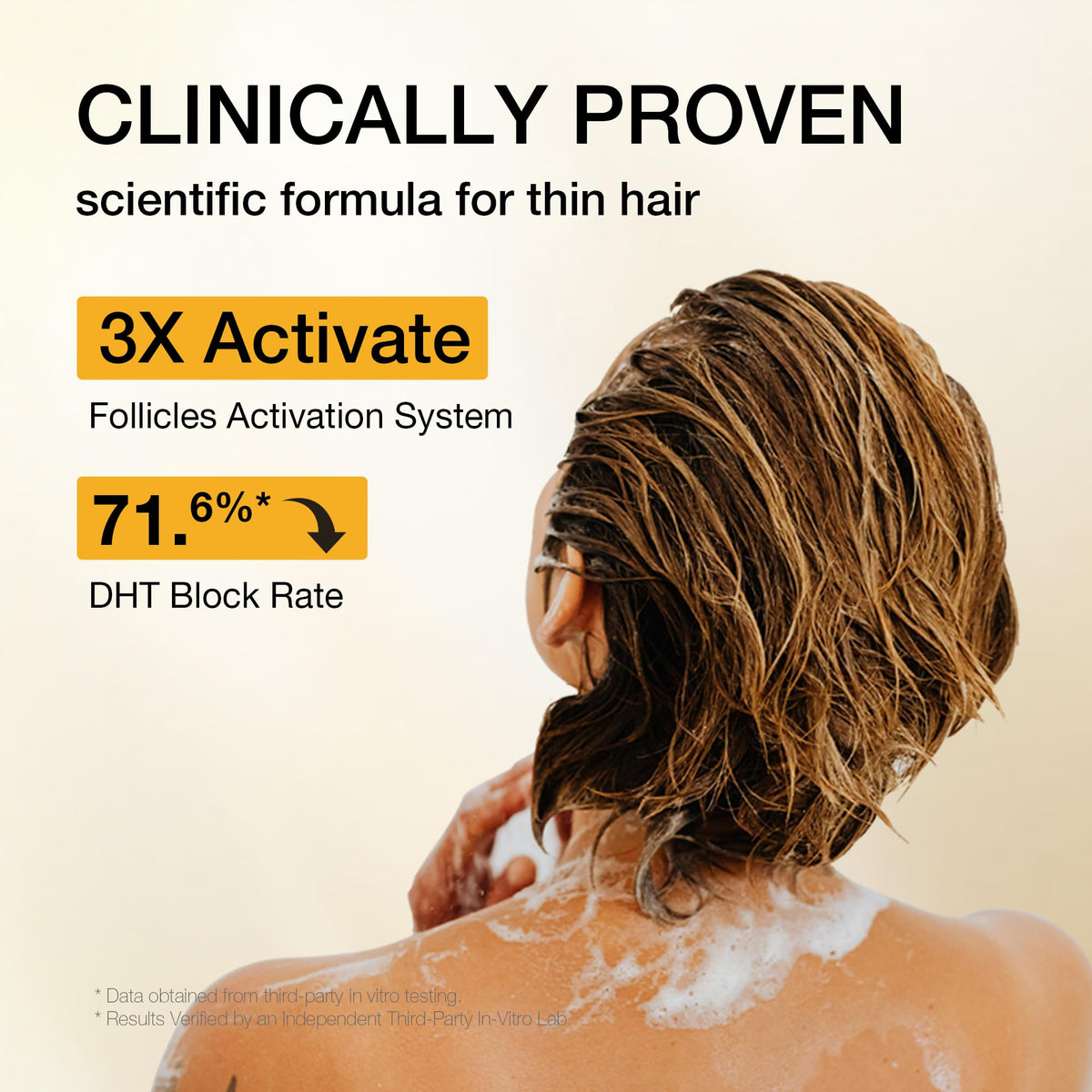 Hair Labs Biotin Shampoo on sink conveys premium, color-safe hair care.