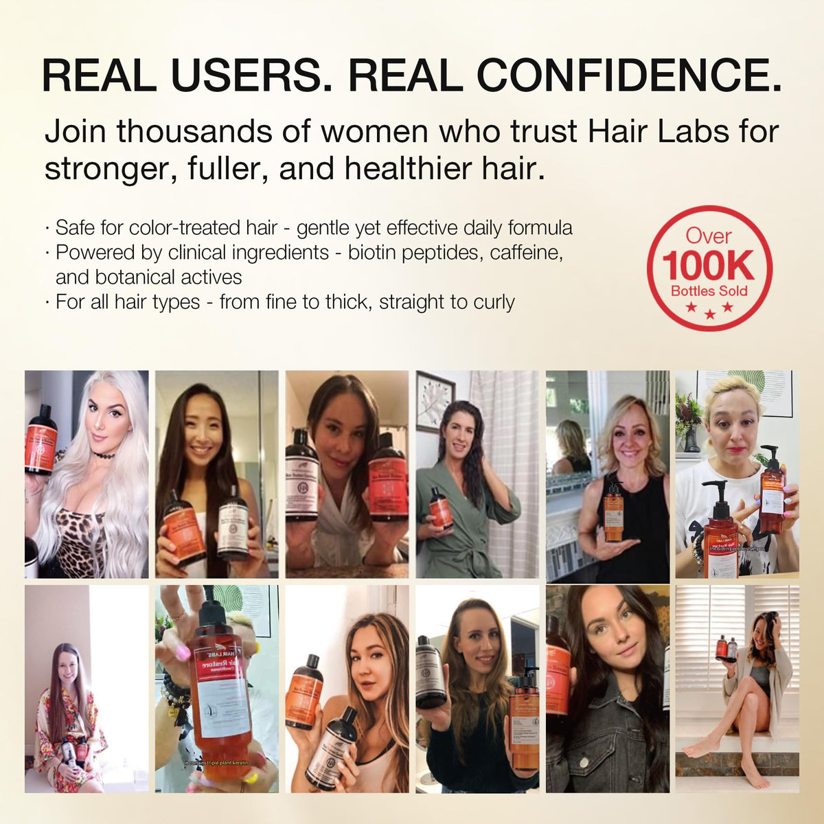 Hair Labs shampoo with botanical extracts supports balanced scalp and healthy hair.