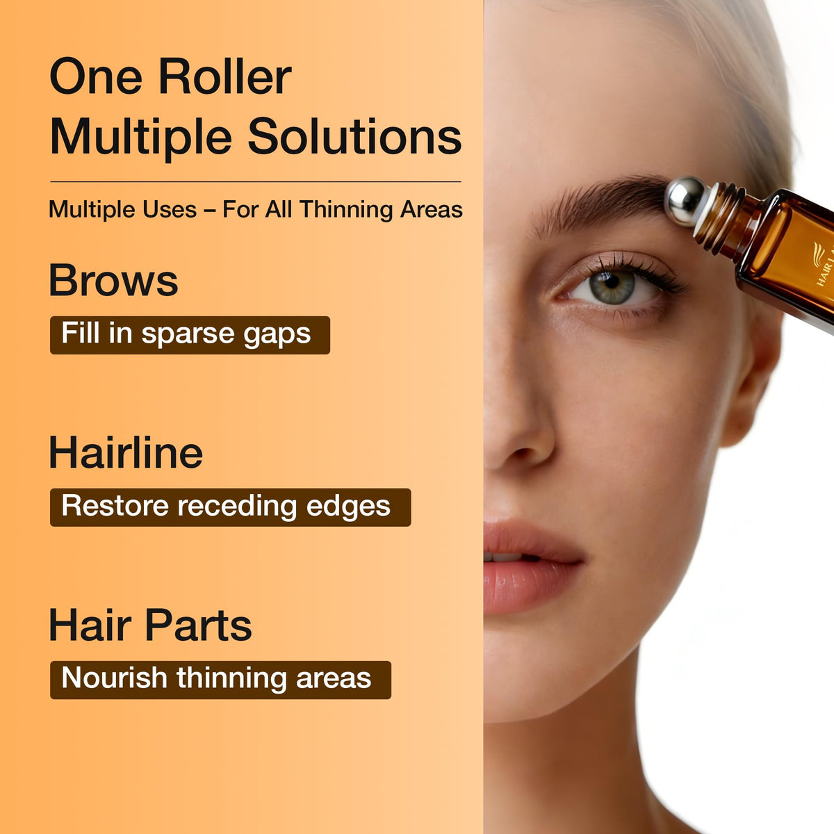 Hair Labs Eye-area safe formula suggests comfortable daily brow regimen