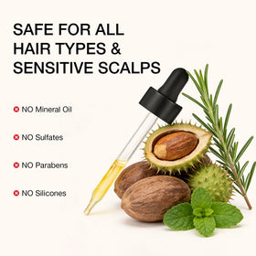 Hair Labs bottle showing a non-greasy, fast absorbing formula.