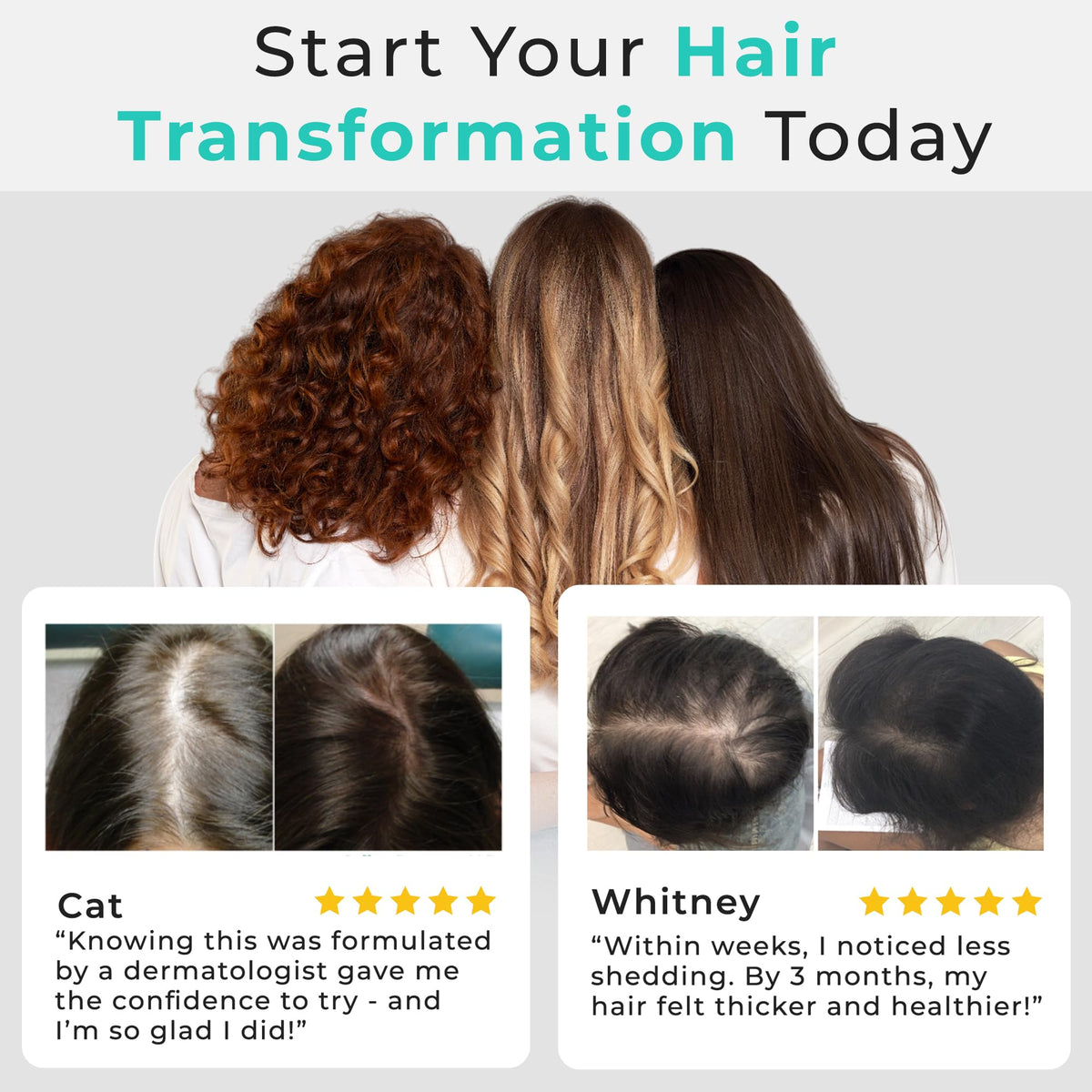 Hair Plus MD bottle on counter signals a simple daily routine for thicker-looking hair.