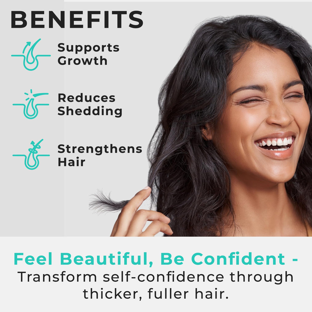 Hair Plus MD dermatologist-developed label close-up emphasizes science-backed blend.