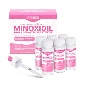 Hair Regen Minoxidil bottle drops for daily targeted scalp application.