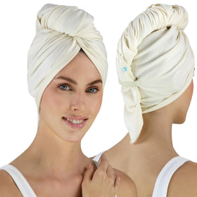 Hair RePear ultimate hair towel product shot highlights smooth cotton surface for gentle drying