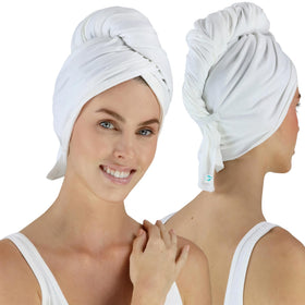 Hair RePear ultimate towel wrap shown in 29x45 size for long, thick hair drying.