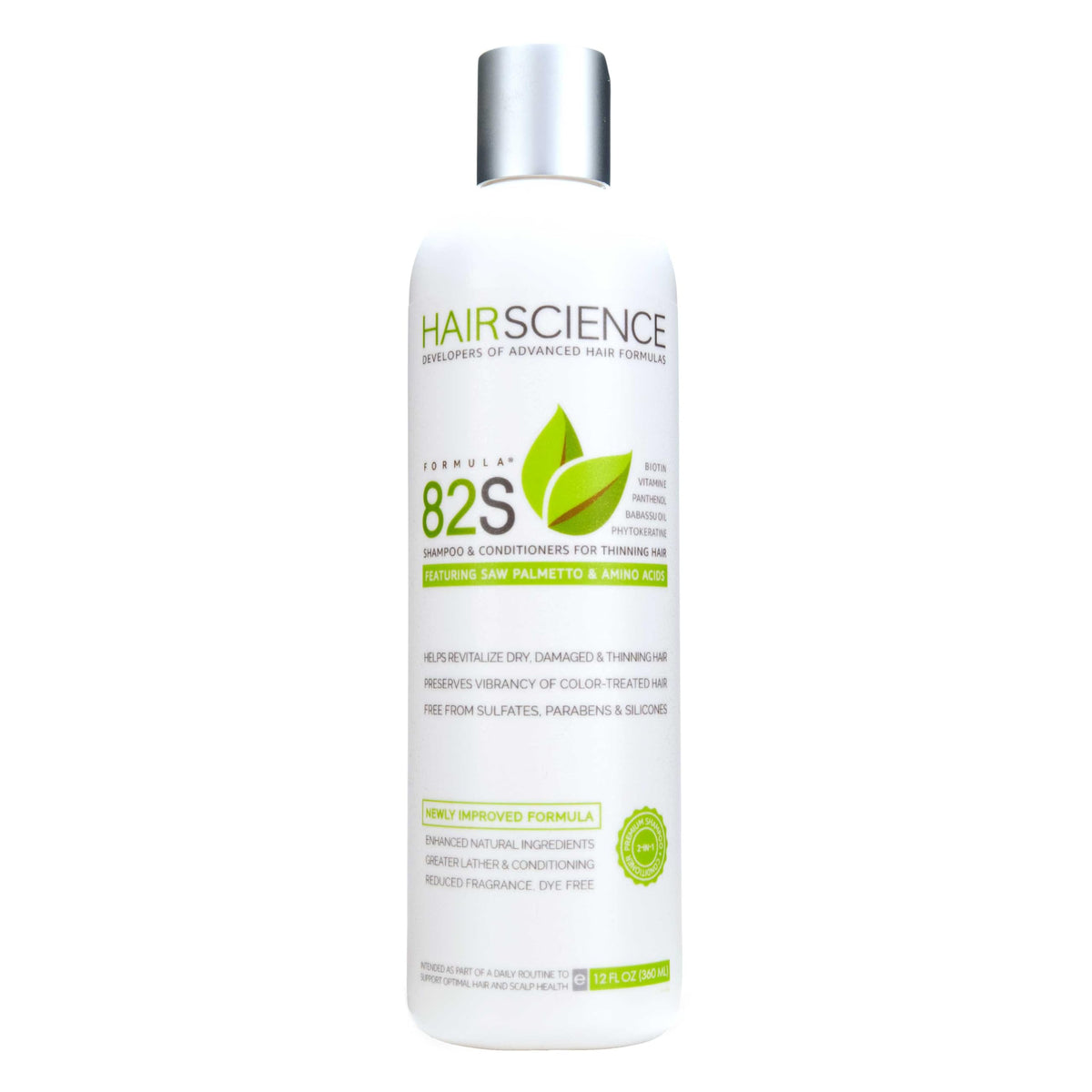Hair Science Formula 82S bottle with sulfate-free daily cleansing benefits