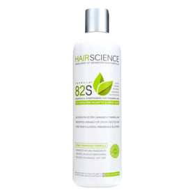 Hair Science Formula 82S bottle with sulfate-free daily cleansing benefits
