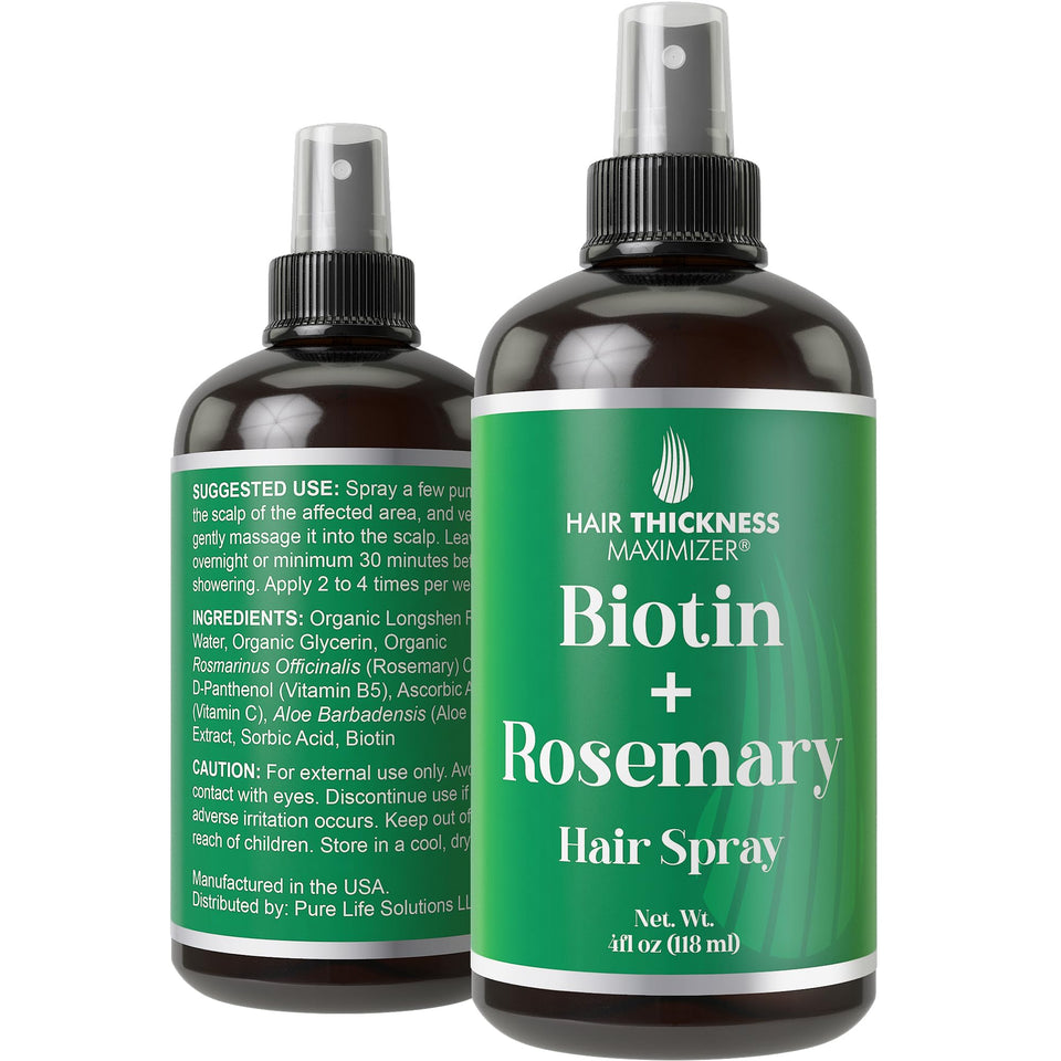 Hair Thickness Maximizer biotin rosemary spray bottle pump supports easy daily scalp hydration