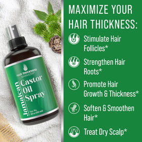 Hair Thickness Maximizer Marula and Jojoba blend nourishes hair fibers and scalp health.
