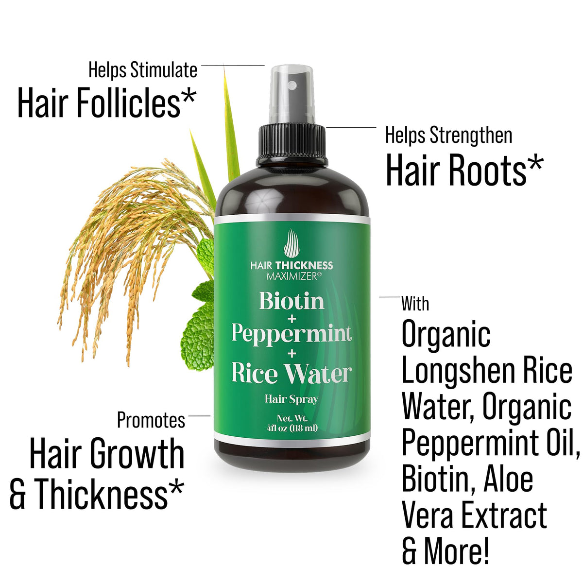 Hair Thickness Maximizer spray on scalp for easy daily use
