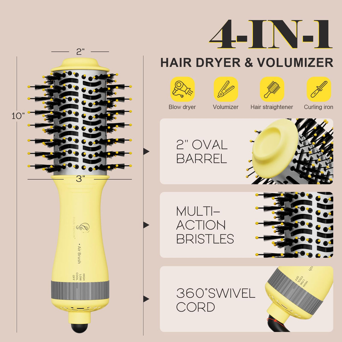 Hair Trends compact lightweight design fits easily into a gym bag.