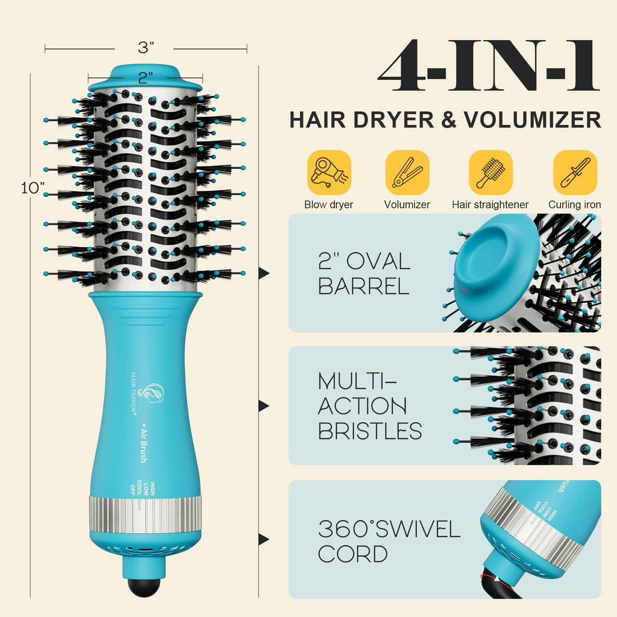 Hair Trends dual voltage with universal adapter supports international travel