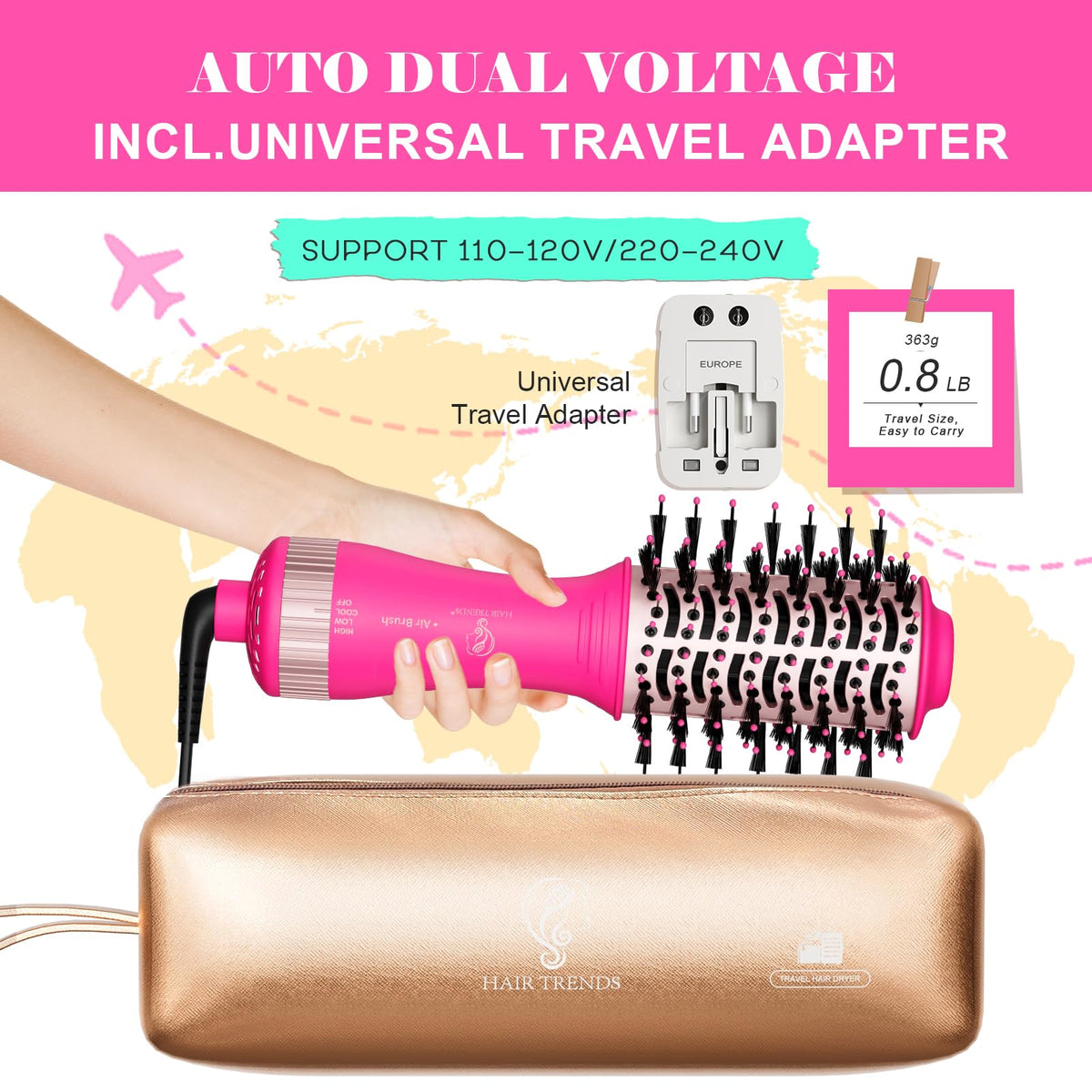 Hair Trends nano titanium oval brush lifts roots and smooths for a polished look.