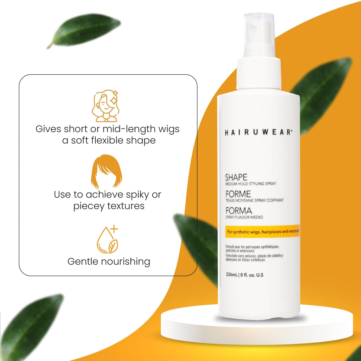 Hair U Wear synthetic-fiber hold shows controlled styling and longer wear.