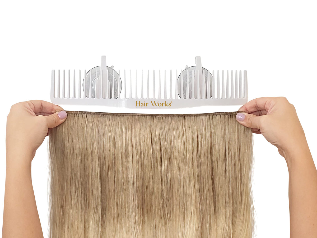 Hair Works ULTRA keeps extensions organized during washing and drying.