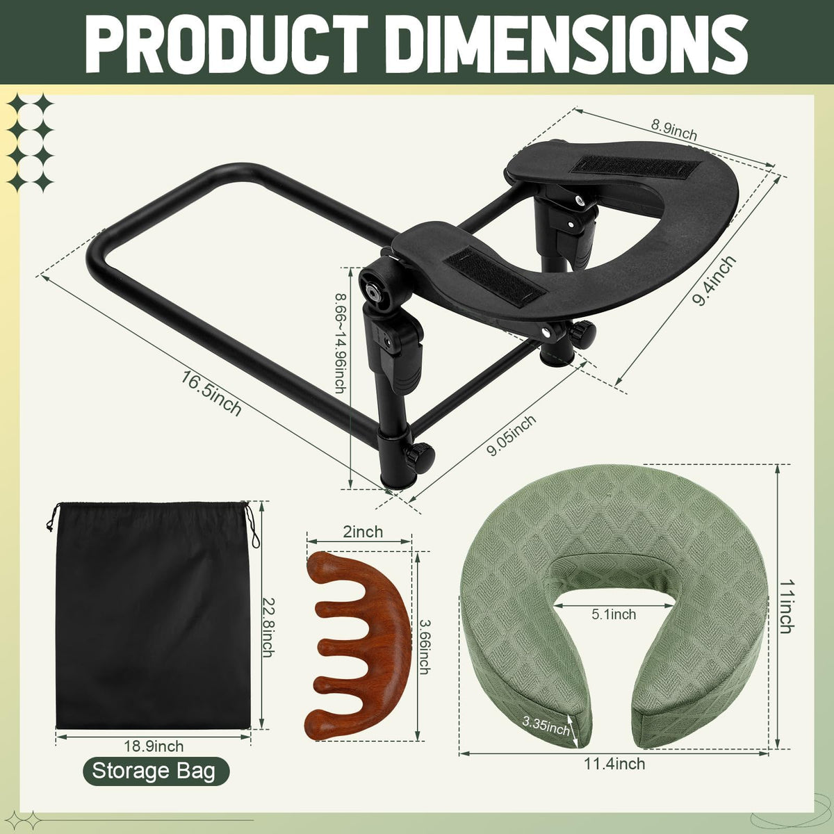 HairChrysm adjustable face pillow base enables flexible angles for support.