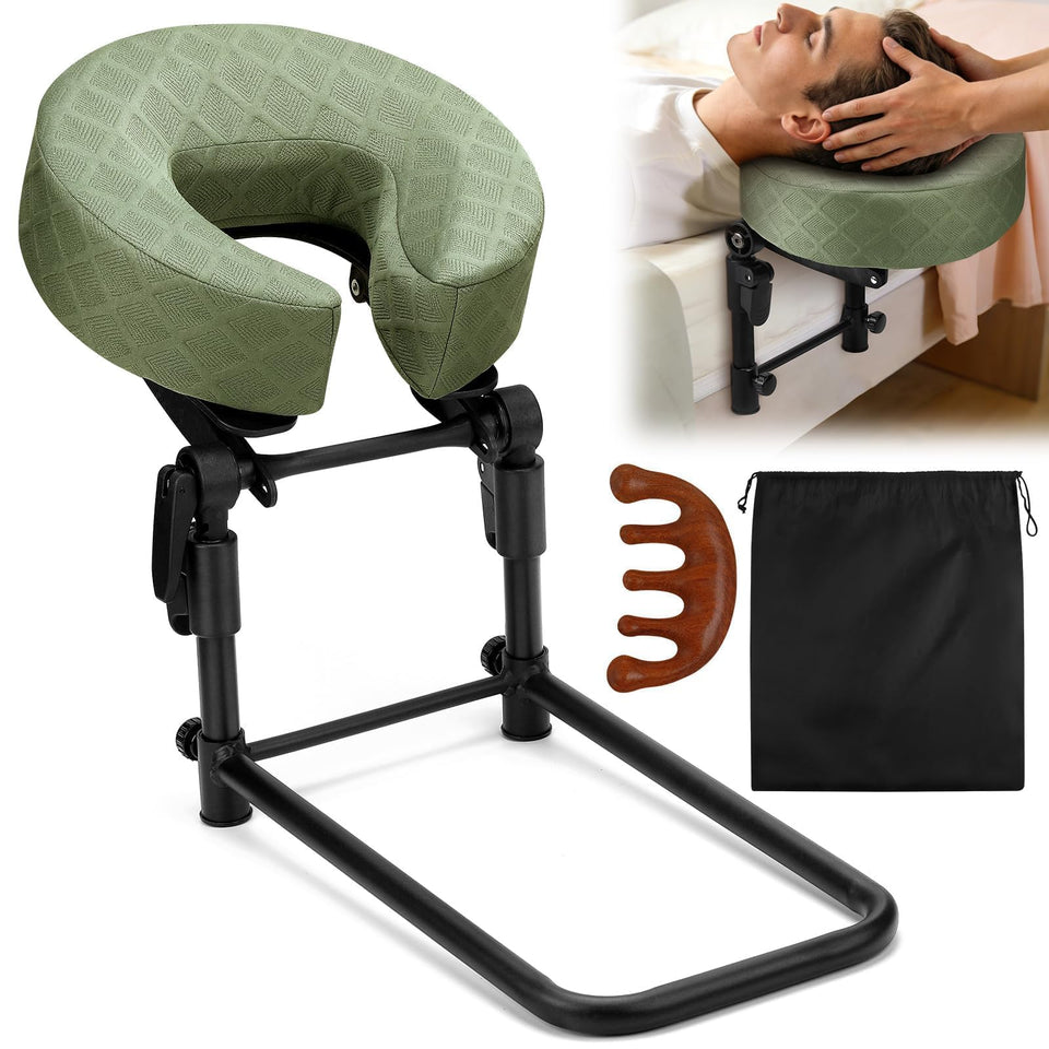HairChrysm massage headrest base provides stable bed positioning for comfort.