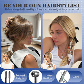 HAIRCUBE adjustable strap and three clips secure a comfortable fit