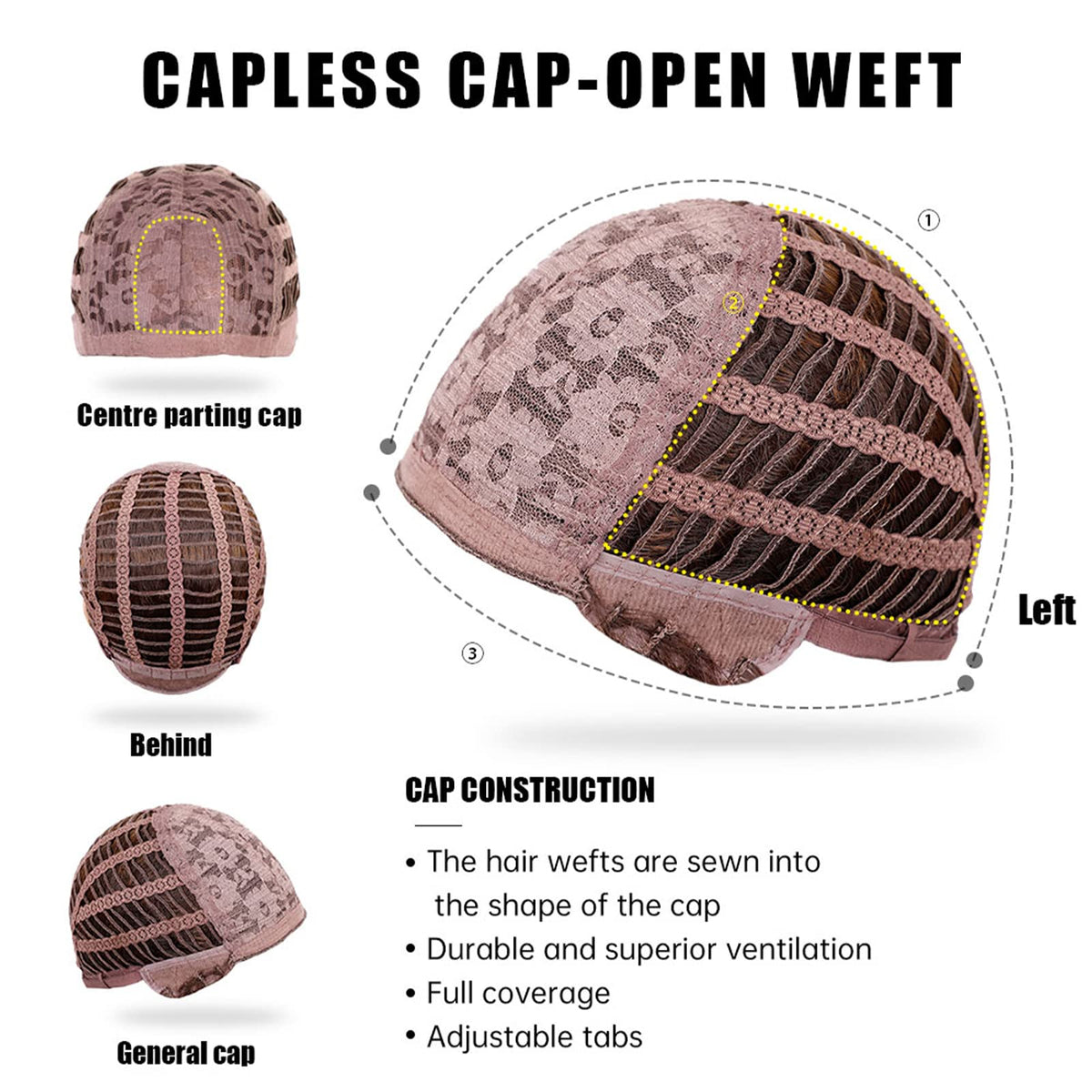 HAIRCUBE wig cap included, breathable construction for comfort