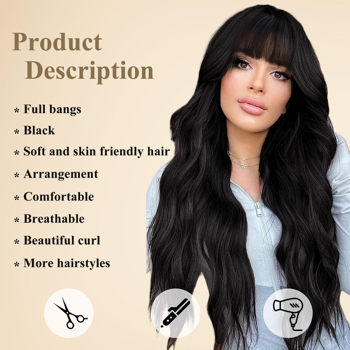 HAIRCUBE wig bangs closeup natural fringe, soft feel without irritation