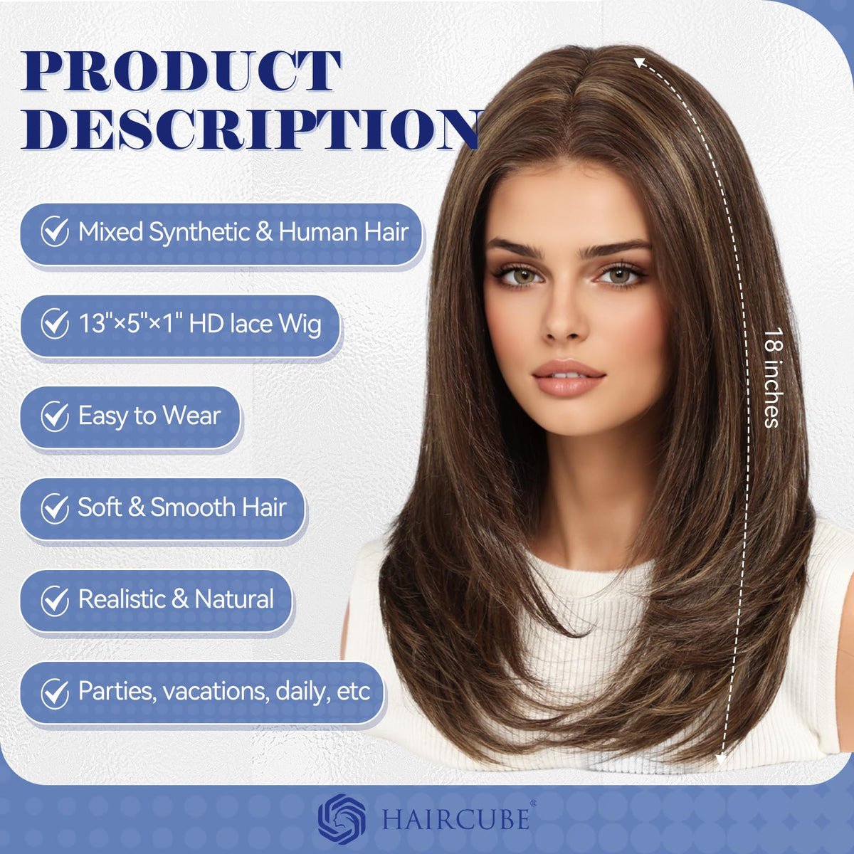 HAIRCUBE layered shoulder-length wig for easy daily styling and volume