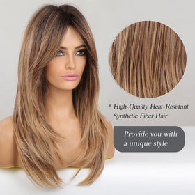 HAIRCUBE long layered wig back view revealing full silhouette and glossy finish