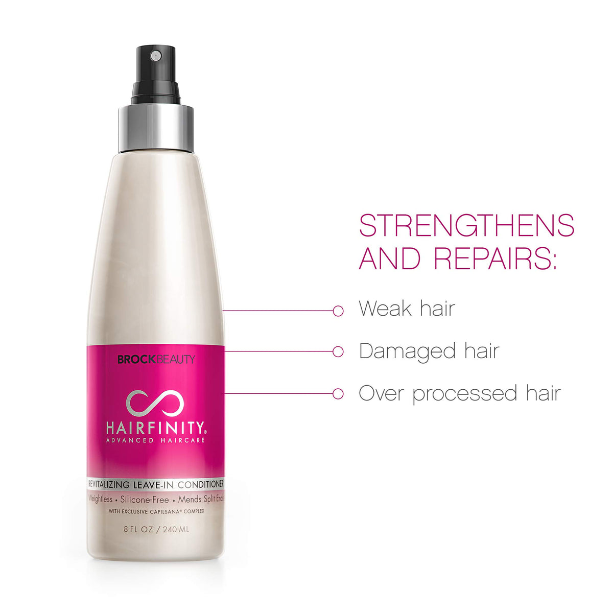 Hairfinity leave-in conditioner being applied for detangling and shine