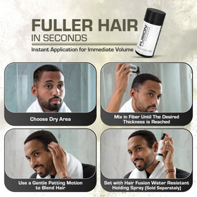 HAIRFUSION root touch-up fibers balance color between sessions.