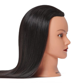 HAIRGINKGO black synthetic fiber hair on mannequin head for cutting