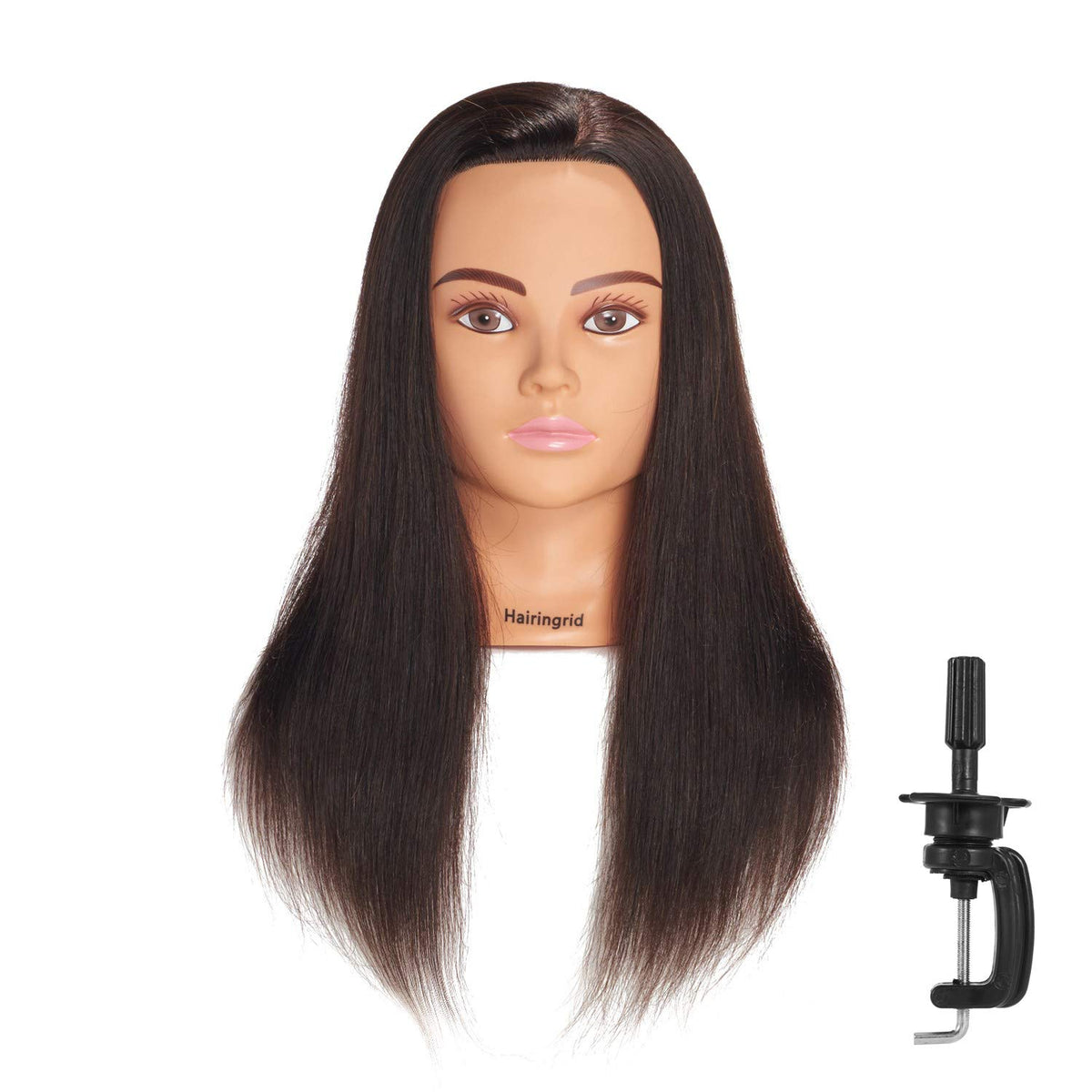Hairingrid mannequin head with 20-22 inch human hair for realistic salon practice
