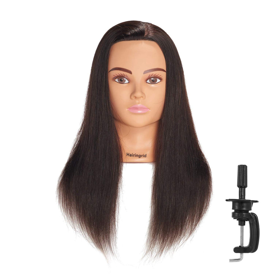 Hairingrid mannequin head with 20-22 inch human hair for realistic salon practice