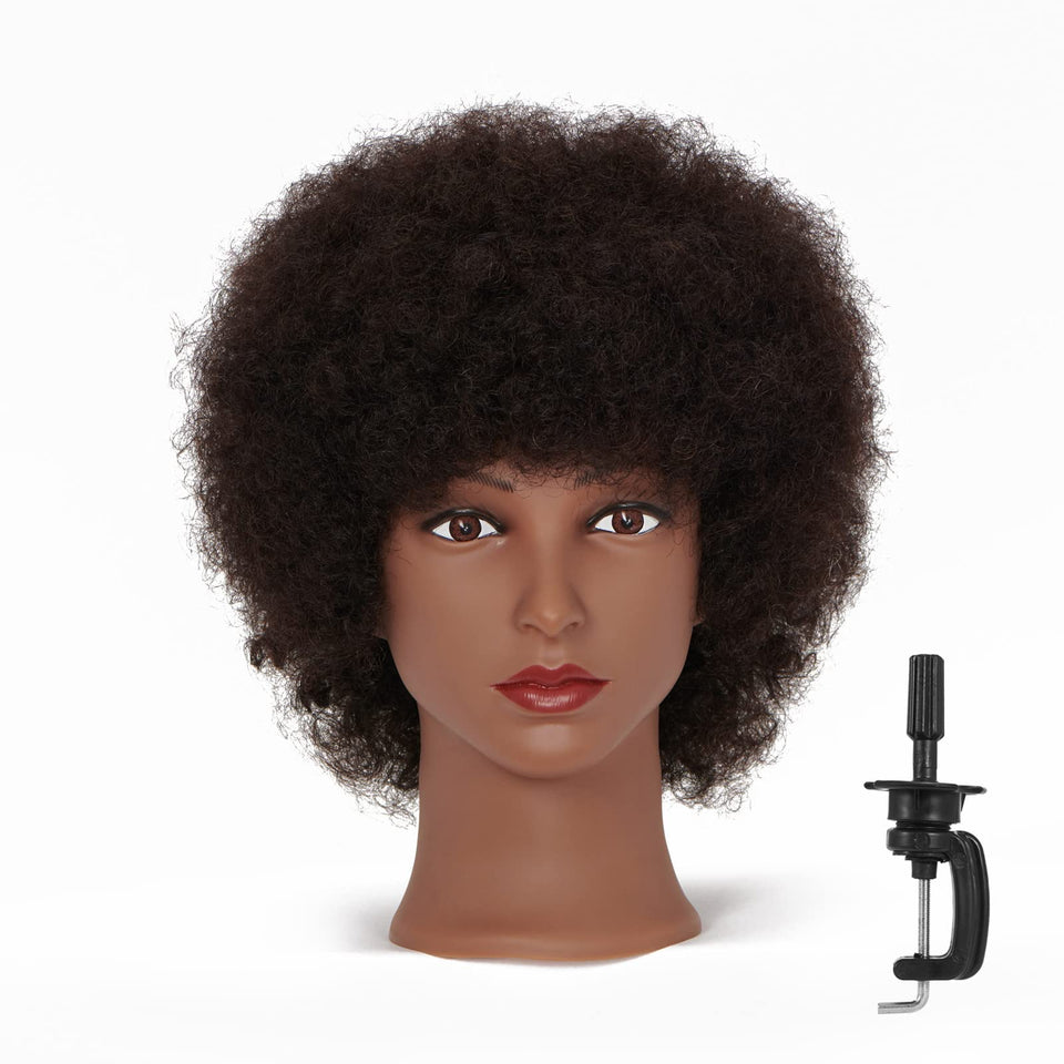 Hairingrid mannequin head, front view, for realistic practice styling.