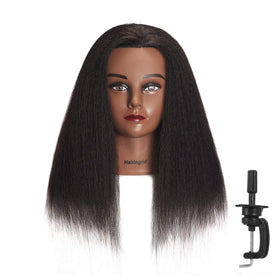 Hairingrid real-hair 14-inch mannequin head for lifelike styling practice.