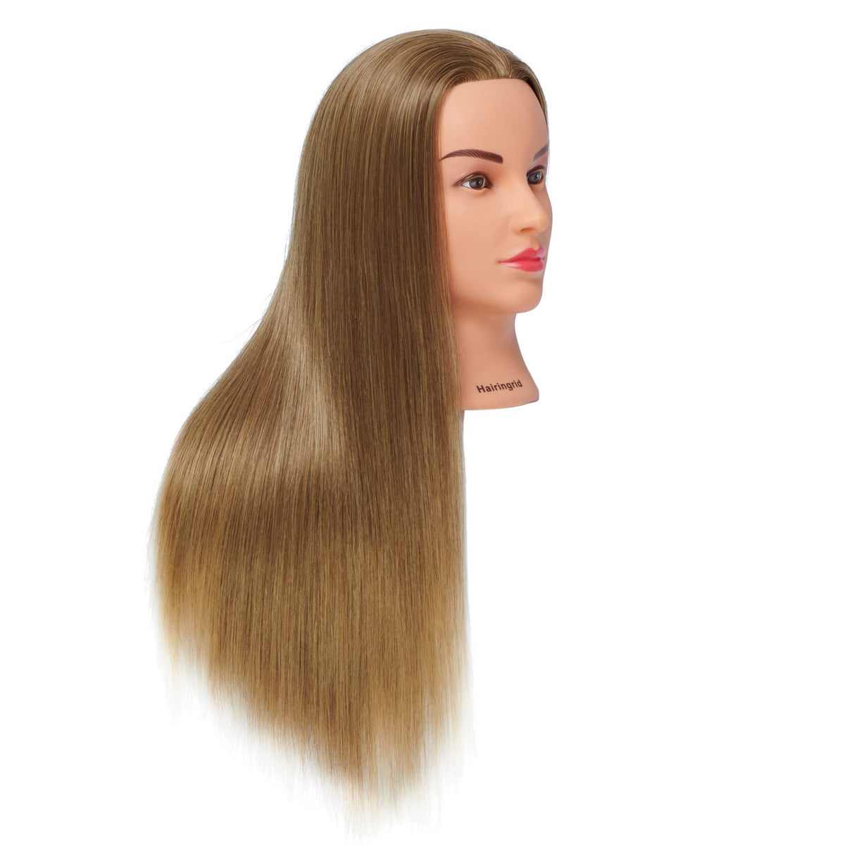 Hairingrid mannequin head side view showing versatile length for cutting and braiding.