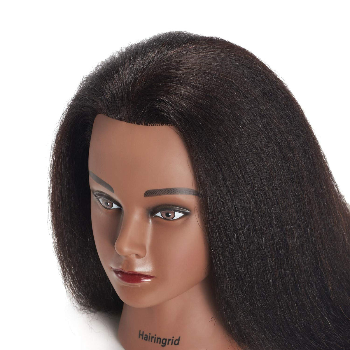 Hairingrid 14-inch mannequin head used in styling tutorials for technique sharpening.