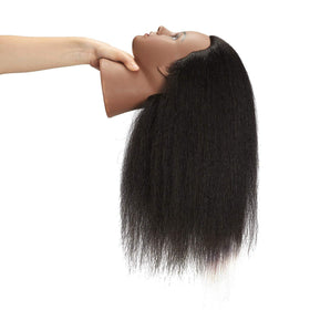 Hairingrid mannequin head shown in washing and conditioning practice setup.