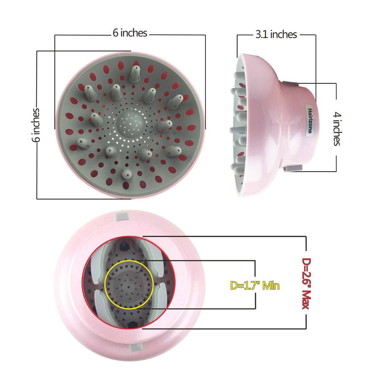 Hairizone compatible with most dryers for curly and straight hair