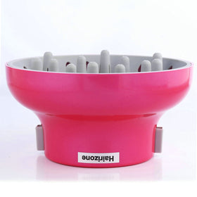 Hairizone diffuser attached to a dryer demonstrates gentle air distribution during styling.