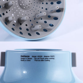 Hairizone universal diffuser blue close-up showing PC material with water and fire resistance.