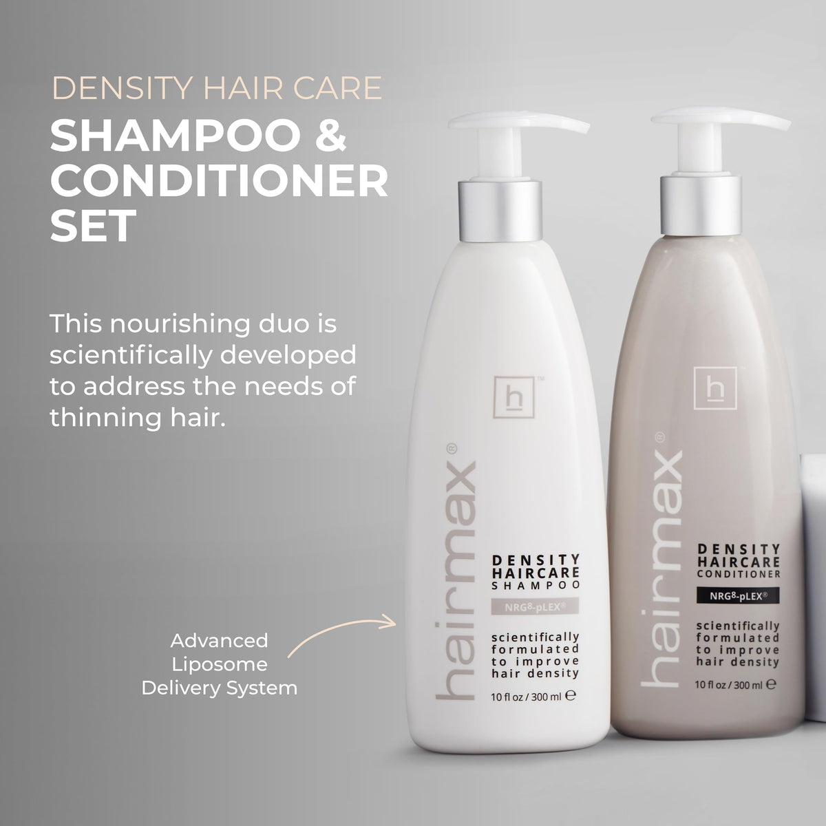Hairmax Density Shampoo foaming lather demonstrates deep cleansing for a healthier scalp.