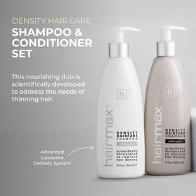 Hairmax Density Shampoo foaming lather demonstrates deep cleansing for a healthier scalp.
