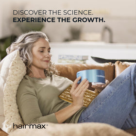 Hairmax Density Shampoo packaging on shelf conveys product visibility and trust.